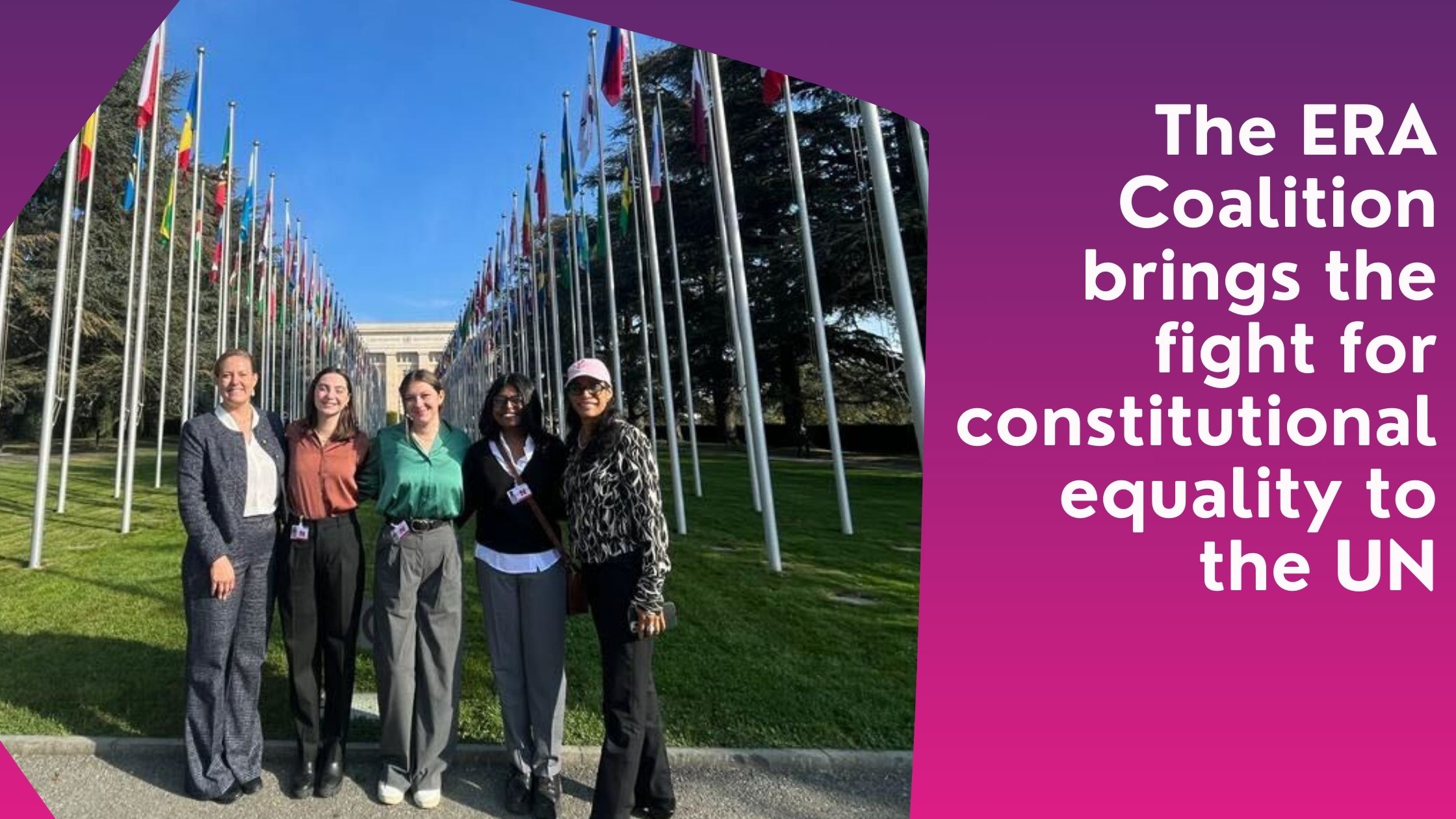 ERA Coalition staff and others at the United Nations to talk about the Equal Rights Amendment